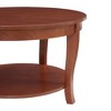 LIVAREEmlen Traditional Round Coffee Table with Open Storage Shelf,2-Tier Storage Wood Center Circle Accent Table - 4 of 4