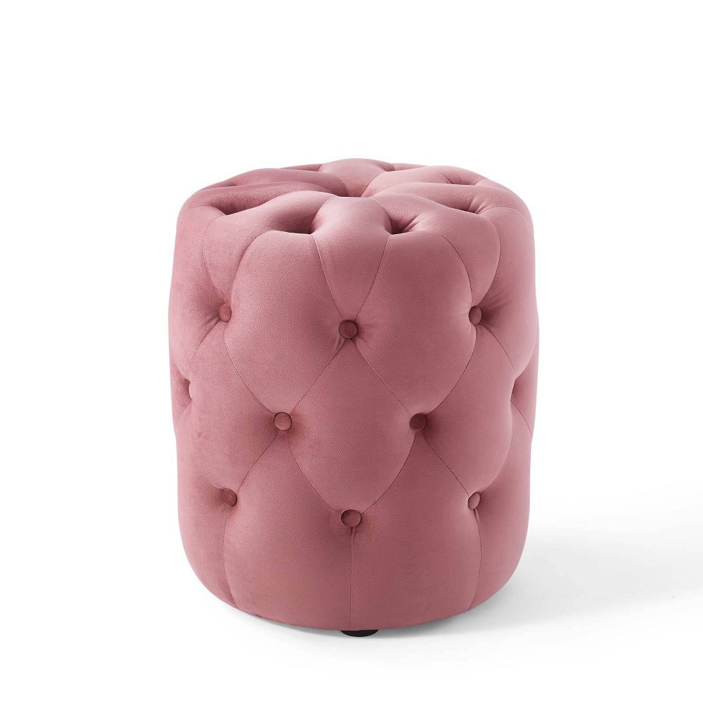 Photos - Pouffe / Bench Modway Amour Tufted Button Round Performance Velvet Ottoman Dusty Rose  