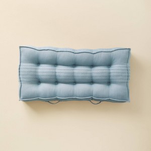 52"x24"x6" Rib Stripe Woven Chambray French-Style Indoor/Outdoor Floor Cushion Blue - Hearth & Hand™ with Magnolia - 1 of 4