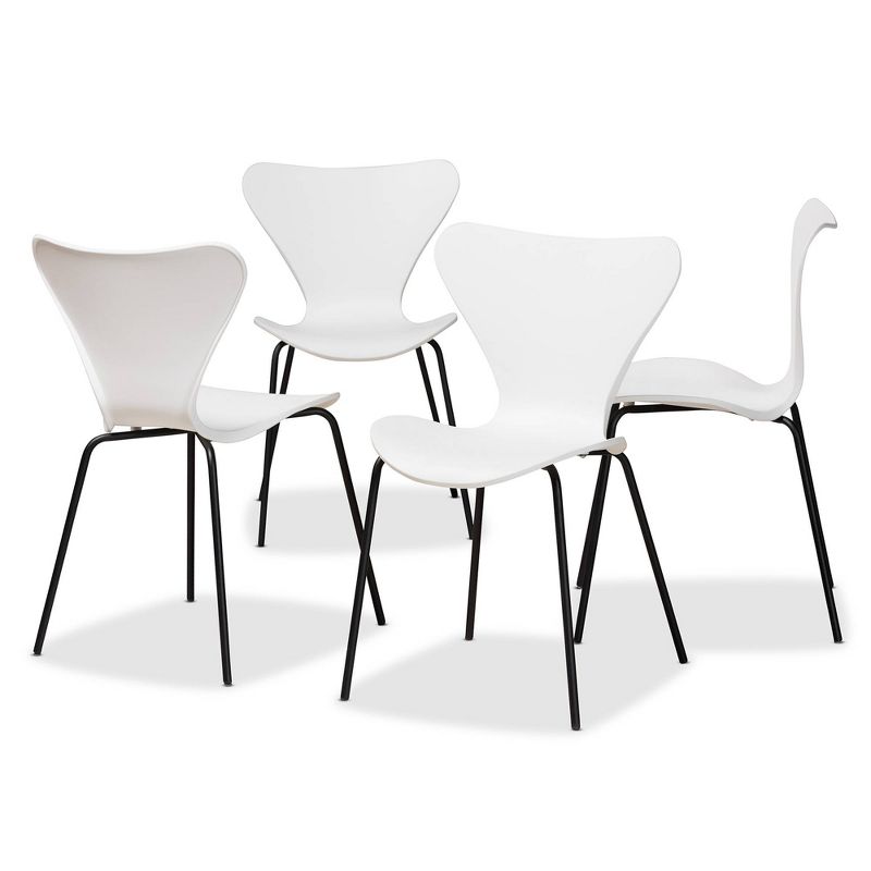 4pc Jaden Plastic and Metal Dining Chair Set - Baxton Studio, 1 of 10
