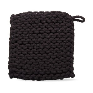 tagltd Crochet Trivet Pot Holder Black For Hot Dishes Made of Cotton with Hang Loop, 8.0"L x 8.0"W x .75"H - 1 of 3