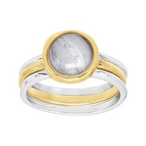 Silpada 'In Good Campanile' Stacking Rings with Natural Blue Lace Agate in Sterling Silver & Brass - 1 of 4