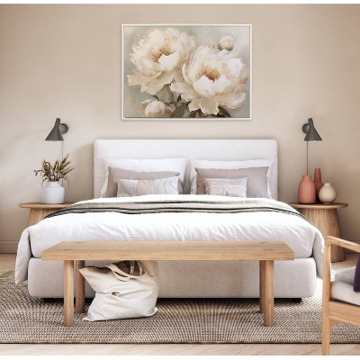 Painterly Peonies White Framed Canvas Wall Art 31.5x41.5