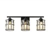 Dewdrop Industrial Mixed 3 Light Vanity Light Grid Set Faceted Crystals Black Crystal Style Square Backplate ETL Listed - 2 of 4