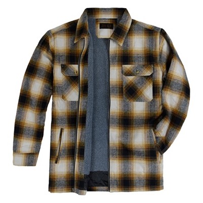 Victory Outfitters Men’s Heavyweight Cotton Brawny Brushed Flannel Shirt Jacket with Zipper and Faux Shearling Lining Brown M — фото 3