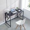 Lirago Tempered Black Glass Computer Desk with Metal Frame Space-Saving Laptop Table for Home Office Study Gaming 21.65"Wx43.3"Lx29.9"H - 2 of 4