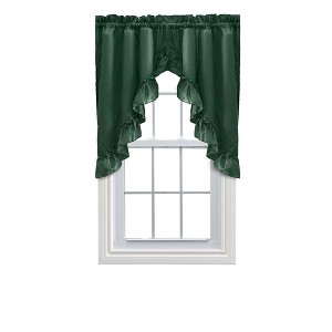 Ellis Stacey 1.5" Rod Pocket High Quality Fabric Solid Color Window Ruffled Swag 60"x38" Harvest - 1 of 4