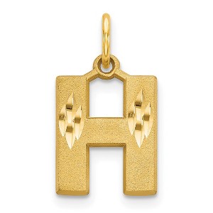 Black Bow Jewelry 14k Yellow Gold, Julia Collection, Small Satin Block Initial H Pendant - 1 of 4