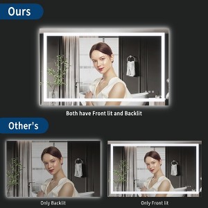 Aluminum Alloy Frameless LED Bathroom Mirror with Dual Light Strips, Adjustable Color Temperature 3000K/4000K/6000K, Anti-Fog, Horizontal/Vertical - 1 of 4