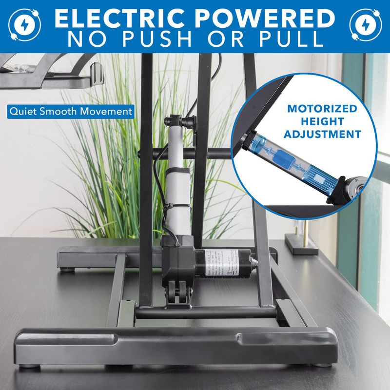 Mount-It! Electric Adjustable Stand Up Desk Converter | 38 in. Wide Tabletop Motorized Standing Desk Riser w/ Keyboard Tray Fits Monitors | Black, 5 of 10