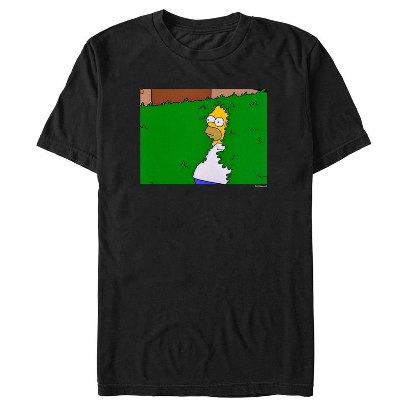 Men's The Simpsons Homer Disappearing into the Bush, Nothing to See here T-Shirt, 1 of 6