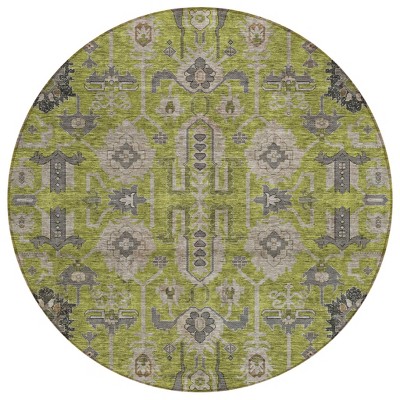 Olive Green Gray And Charcoal Oriental Washable Indoor Outdoor Area Rug
