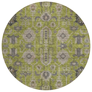 Olive Green Gray And Charcoal Oriental Washable Indoor Outdoor Area Rug - 1 of 4