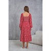 Maternity Women's Long Sleeve Button Front Midi Pregnancy Dress Red,S - 4 of 4