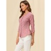 INSPIRE CHIC Women's Polka Dots 3/4 Sleeve Casual Button Front Shirt - 4 of 4