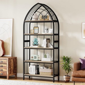 Tribesigns 5-Tier Bookshelf, 74.8" Tall Bookcase, Industrial Curved Freestanding Display Shelf Storage Shelf for Living Room, Home Office - 1 of 4