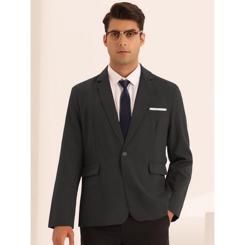 Lars Amadeus Men's Singled Breasted One Button Business Sports Coats, 2 of 6