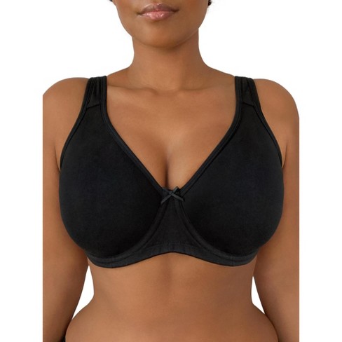 Fit For Me By Fruit Of The Loom Women's Plus Size Beyond Soft Cotton  Wireless Bra Heather Grey/black Hue 42dd : Target