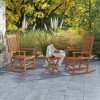 Outsunny Wooden Rocking Chair Set, Curved Armrests, High Back, Slatted Top Table Outdoor Rocker Set - 3 of 4