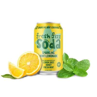 Fresh Fizz Sparkling Mint Lemonade Organic Soda, Made with Lemon Juice, Honey, & Fresh Mint, No Preservatives or Artificial Flavors - 12 Pack