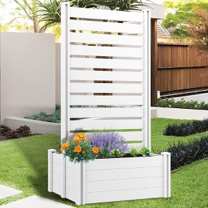 Dovelina Outdoor PVC Privacy Fence Panels With Ground Stakes - 1 of 4