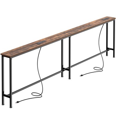87Inch Sofa Table with 2 Power Outlets and USBC Ports Narrow Console Table with Storage