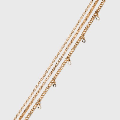 Gem Drop Anklet Set 3pc - A New Day&#8482; Gold