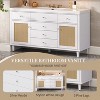 60" Bathroom Vanity with SMC Sink, Freestanding Storage Cabinet with Rattan Doors, Soft Close Drawers, Silver Knobs and Pine Legs - 3 of 4