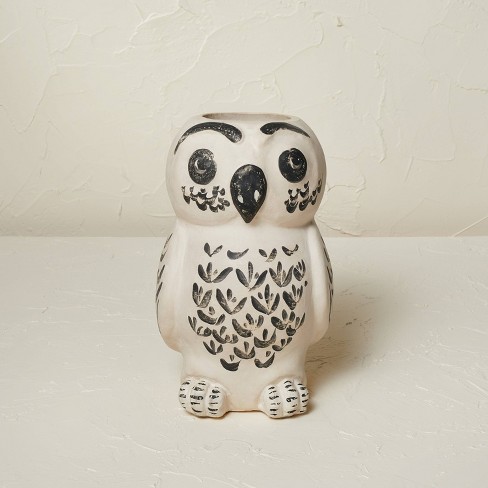 9" x 5.5" Owl Vase Beige Tint - Opalhouse™ designed with Jungalow™ - image 1 of 4