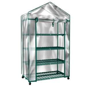 Nature Spring Greenhouse With 4 Shelves, PVC Cover, and Removable Locking Wheels - 19.3" x 63.3" - 1 of 4