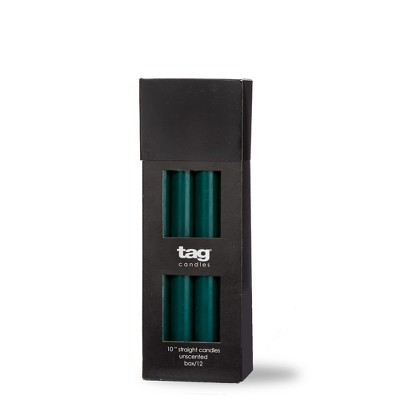 TAG Color Studio 10" Straight Taper Unscented Smokeless Paraffin Wax Candle Dark Green Burn Time 10 hrs. Sold in Units of 1