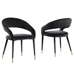 Best Master Furniture,Jacques Velvet Black Dining Chairs (Set of 2) - 1 of 3