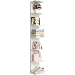 upsimples 7-Tier Floating Wall Shelf, White Wall Mounted Display and Storage Shelf, Decorative Shelves for Bedroom, Living Room, and Office - 1 of 4