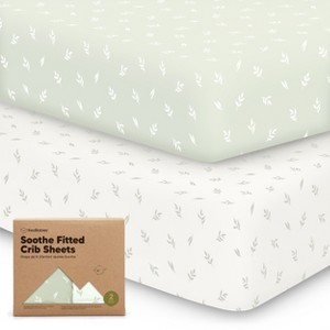 KeaBabies 2pk Soothe Fitted Crib Sheets Neutral, Organic Baby Crib Sheets, Fits Standard Nursery Baby Mattress - 1 of 4