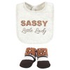 Hudson Baby Infant Girl Cotton Bib and Sock Set, Rustic Leopard, One Size - 3 of 4