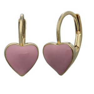 Junior Jewels Gold Over Brass Enamel Heart Drop Earrings - 1 of 2