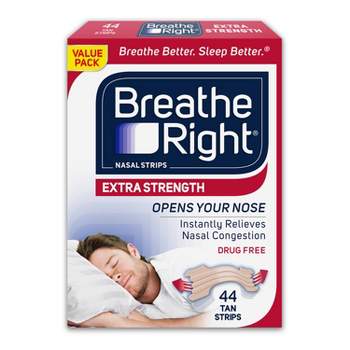Breathe Right Extra Tan Drug-Free Nasal Strips for Congestion Relief - 44ct