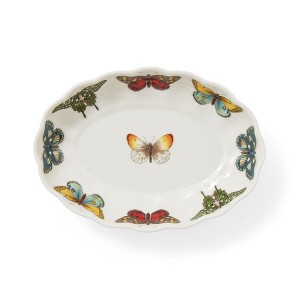 Portmeirion Botanic Garden Harmony Accents Oval Fluted Dish, 6-Inch Porcelain Serving Dish with Butterfly Accents, Dishwasher & Microwave Safe - 1 of 4