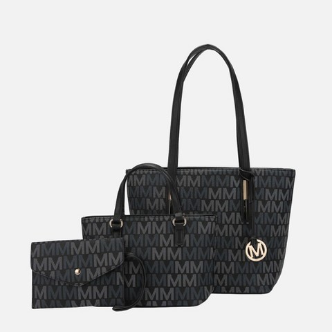 MKF Collection Tote with Mini Bag and Wristlet Pouch, Aylet M signature 3-Piece Set – MKF Collection by Mia K – Black