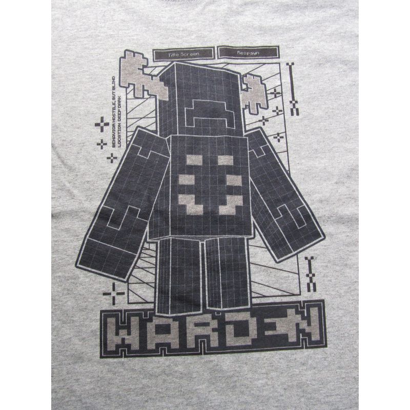 Minecraft Warden Distortion Clash Trend Graphic Youth Boys Athletic Heather Gray T-Shirt, 2 of 3