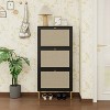 Okak Rattan Shoe Cabinet, Freestanding Shoe Organizer with 3 Flip Drawers, Shoe Storage Cabinet for Entryway, Living Room, Hallway - 2 of 4