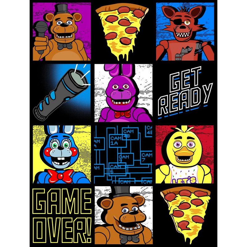 Five Nights at Freddy's Graphic Grid Boy's Black T-shirt, 2 of 4