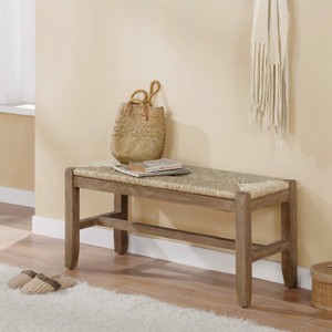 Alaterre Furniture 40" Davenport Wood Bench Light Amber: Farmhouse Style, Unupholstered Rectangle for Bedroom or Entryway - 1 of 4