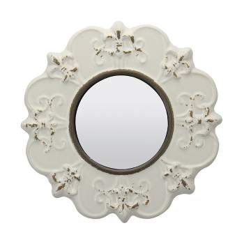 8" Decorative Ceramic Wall Mirror Ivory - Stonebriar Collection