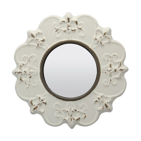 8" Decorative Ceramic Wall Mirror Ivory - Stonebriar Collection - image 1 of 4