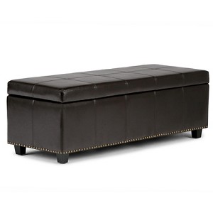 Stanford Large Storage Ottoman Coffee Brown Bonded Leather - Wyndenhall