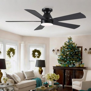 52 Inches Modern Flush Mount Ceiling Fan with Light and Remote,5 ABS Blades,DC Motor for Bedroom Living Room Paito - 1 of 4
