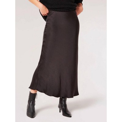 Women's Satin Bias Cut Maxi Skirt - APRICOT