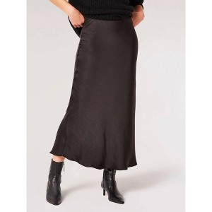 Women's Satin Bias Cut Maxi Skirt - APRICOT - 1 of 4
