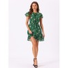 INSPIRE CHIC Women's Ruffle Sleeve Self-Tie V Neck Mini A-Line Floral Dress - 3 of 4